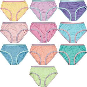 Trimfit Youth Girls Size Medium 6/8 10 Pack Cotton Colorful Brief Underwear 927